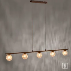 Pendelleuchte, rost, braun-gold, Landhaus-Stil, lichtdurchlässiges Muster
