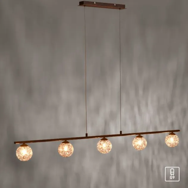 Pendelleuchte, rost, braun-gold, Landhaus-Stil, lichtdurchlässiges Muster