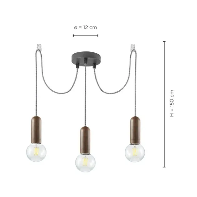Pendelleuchte, rostfarben, E27, Industrial Stil, 2 flg., flexibel einstellbar