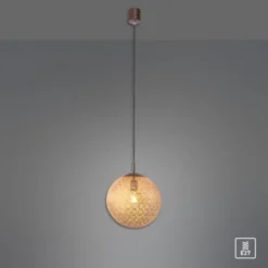 Pendelleuchte, rost-gold, Kugelform, E27 Fassung, lichtdurchlässiges Muster