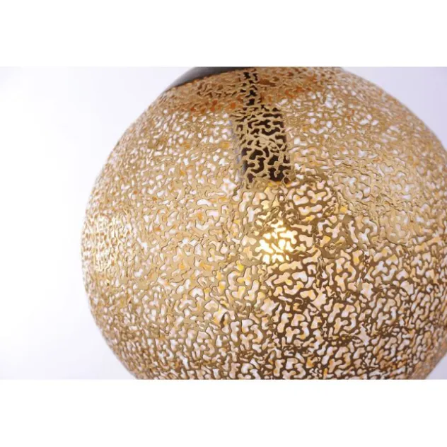 Pendelleuchte, rost-gold, Kugelform, E27 Fassung, lichtdurchlässiges Muster