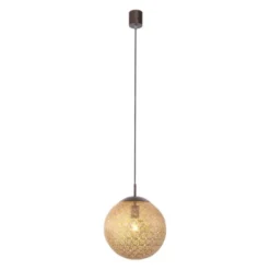 Pendelleuchte, rost-gold, Kugelform, E27 Fassung, lichtdurchlässiges Muster