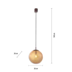 Pendelleuchte, rost-gold, Kugelform, E27 Fassung, lichtdurchlässiges Muster