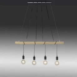 Pendelleuchte, schwarz, holz, dimmbar, E27, IP20, warmweiß