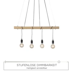 Pendelleuchte, schwarz, holz, dimmbar, E27, IP20, warmweiß