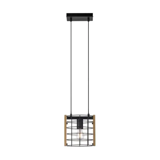 Pendelleuchte schwarz Industrial Style Holz Metall