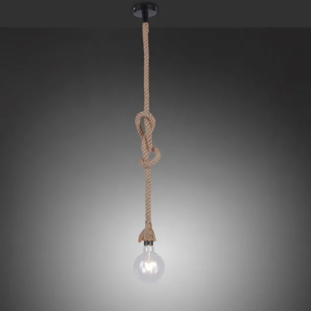 Pendelleuchte, schwarz, Seil-Leuchte, Vintage-Stil, maritim angehaucht