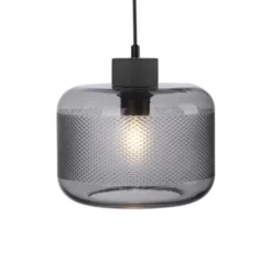 Pendelleuchte stahl, rauchfarbiges Glas