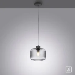 Pendelleuchte stahl, rauchfarbiges Glas