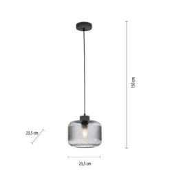 Pendelleuchte stahl, rauchfarbiges Glas
