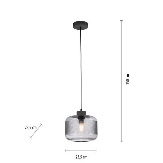 Pendelleuchte stahl, rauchfarbiges Glas