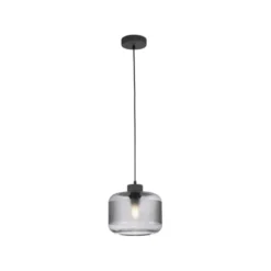 Pendelleuchte stahl, rauchfarbiges Glas