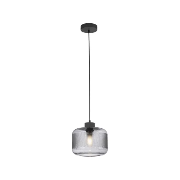 Pendelleuchte stahl, rauchfarbiges Glas