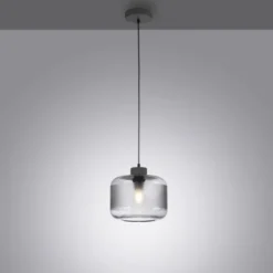 Pendelleuchte stahl, rauchfarbiges Glas