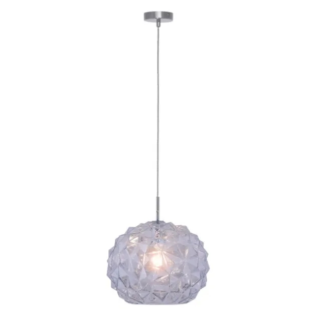 Pendelleuchte, weiß-blaustichig, Glas, Retro Stil, E27 Fassung, Ø 35cm