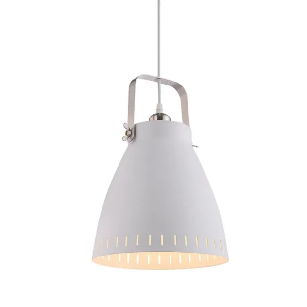 Pendelleuchte, weiß lackiert, Industrial-Stil, E27 Fassung, modern, rund
