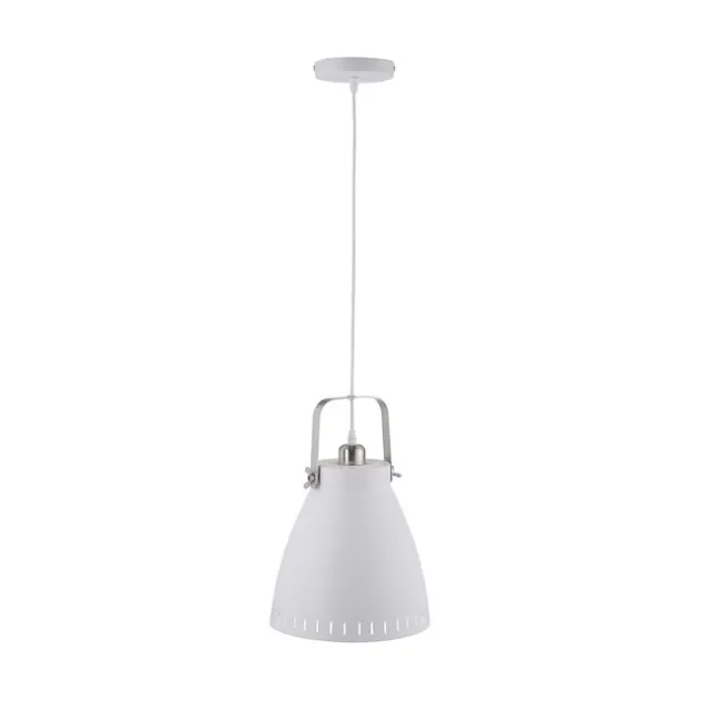 Pendelleuchte, weiß lackiert, Industrial-Stil, E27 Fassung, modern, rund