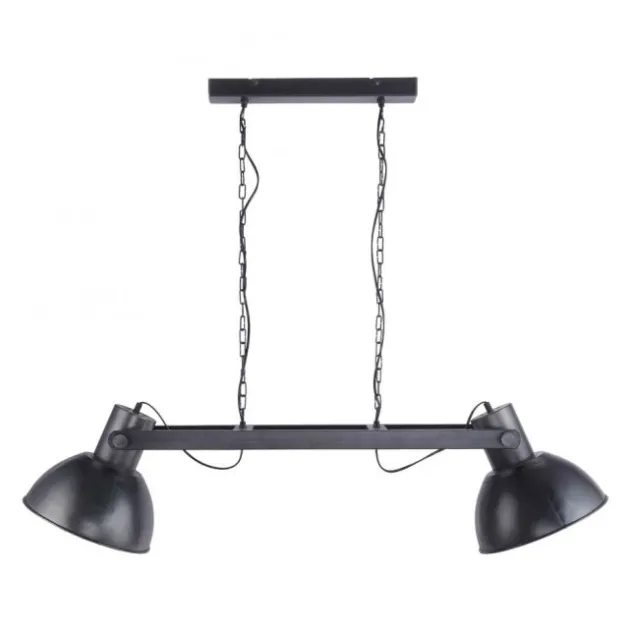 Pendelleuchte, 2 x E27, metallic-schwarz, Retro+Industrial Stil,