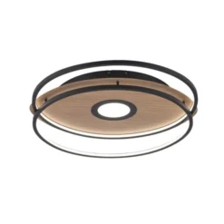 Q-AMIRA, LED-Deckenleuchte, Holzdekor, Stahl, CCT, dimmbar, Smart Home