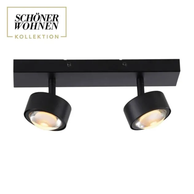 Schöner Wohnen-Kollektion Deckenleuchte Strahler KULU, schwarz, 2-flammig, dreh- und schwenkbar
