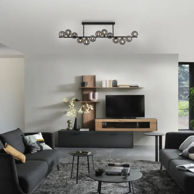Schöner Wohnen-Kollektion Deckenleuchte DUBAI, schwarz, Rauchglas, Innenleuchte