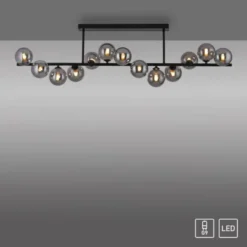 Schöner Wohnen-Kollektion Deckenleuchte DUBAI, schwarz, Rauchglas, Innenleuchte