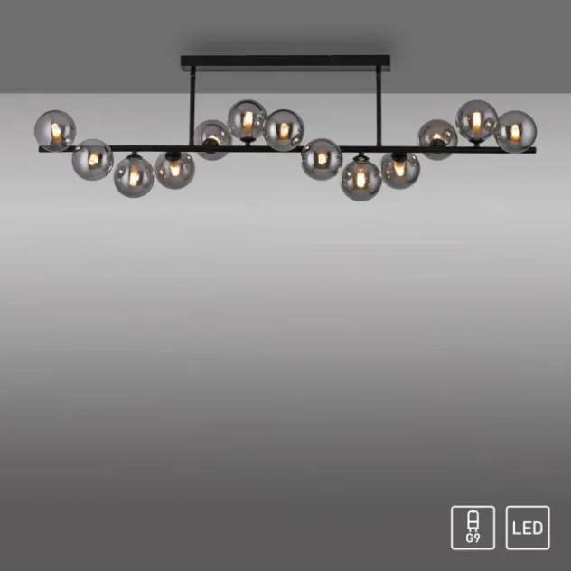 Schöner Wohnen-Kollektion Deckenleuchte DUBAI, schwarz, Rauchglas, Innenleuchte