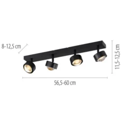 Schöner Wohnen-Kollektion Deckenleuchte KULU, schwarz, 4-flammig, dreh- und schwenkbar