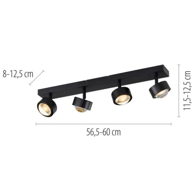 Schöner Wohnen-Kollektion Deckenleuchte KULU, schwarz, 4-flammig, dreh- und schwenkbar
