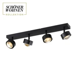 Schöner Wohnen-Kollektion Deckenleuchte KULU, schwarz, 4-flammig, dreh- und schwenkbar