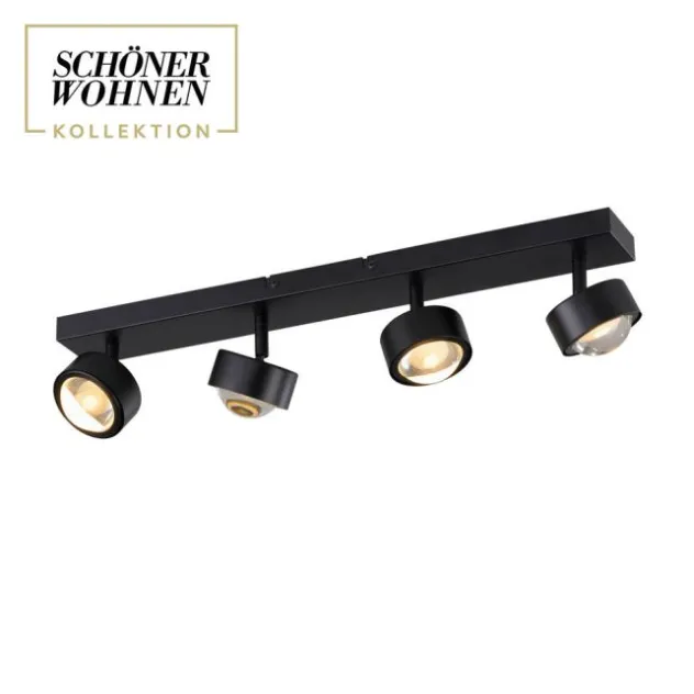 Schöner Wohnen-Kollektion Deckenleuchte KULU, schwarz, 4-flammig, dreh- und schwenkbar