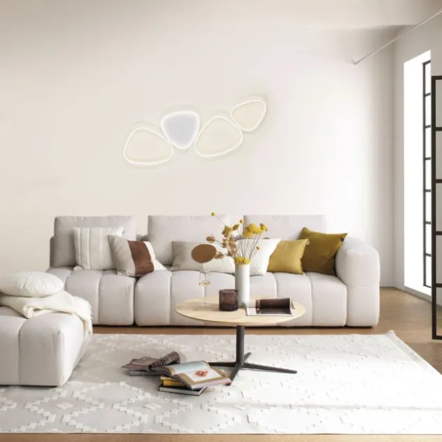 Schöner Wohnen-Kollektion LED Deckenleuchte PEBBLES, weiss, dimmbar, länglich