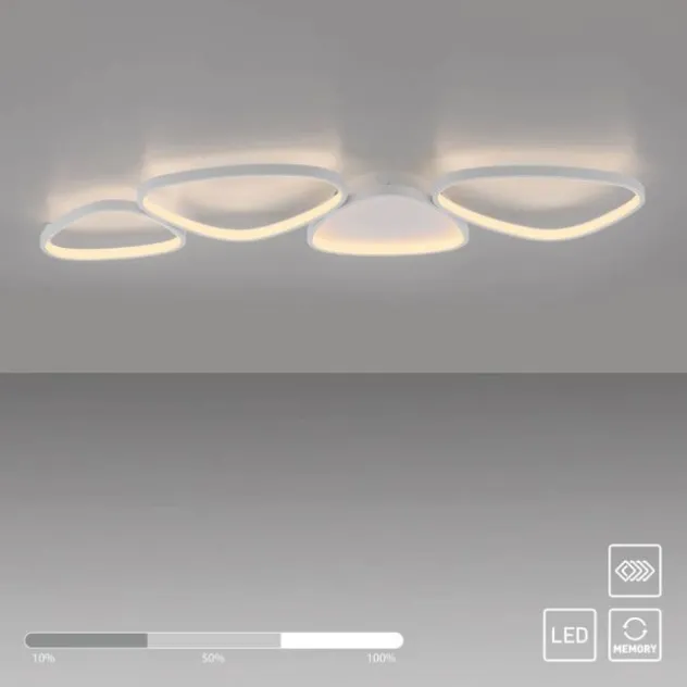 Schöner Wohnen-Kollektion LED Deckenleuchte PEBBLES, weiss, dimmbar, länglich