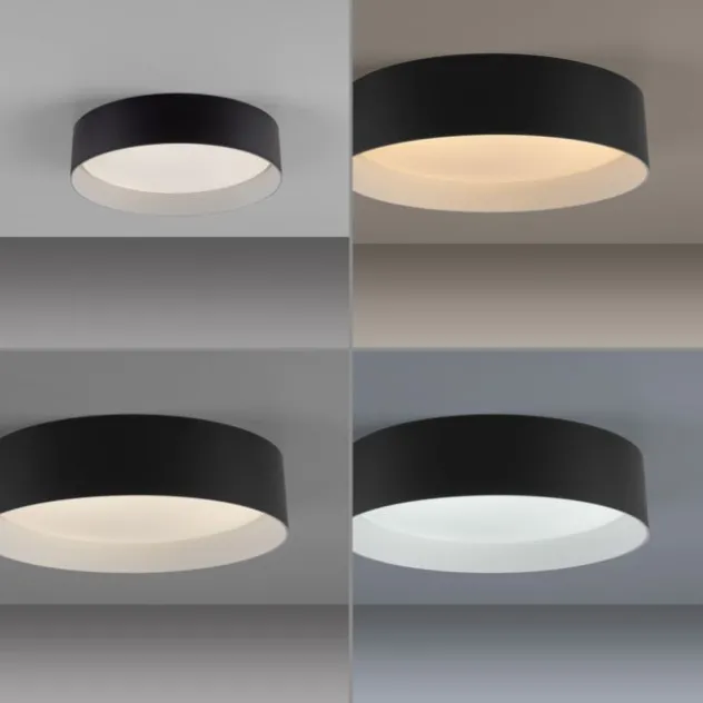 Schöner Wohnen-Kollektion LED Deckenleuchte TAVOLI, schwarz, rund D=28,5cm, dimmbar, Fernbedienung