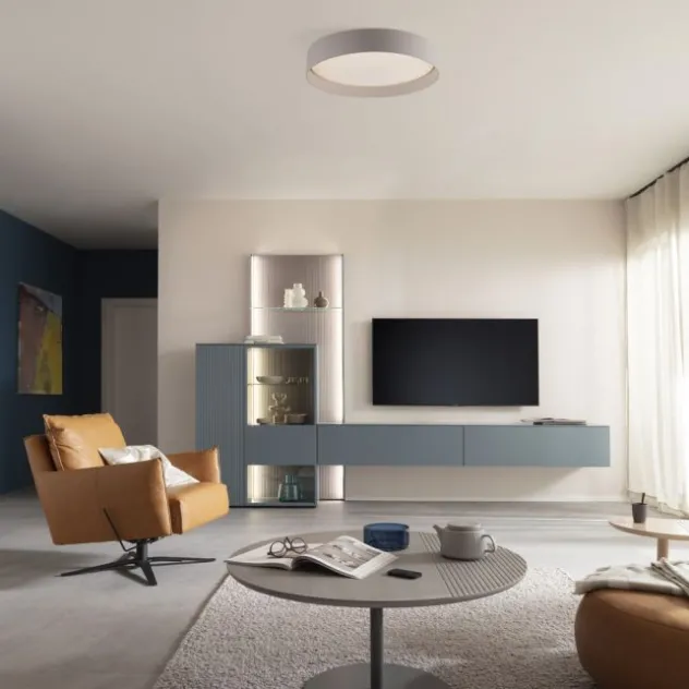 Schöner Wohnen-Kollektion LED Deckenleuchte TAVOLI, Sandfarben, rund D=39cm, dimmbar, Fernbedienung