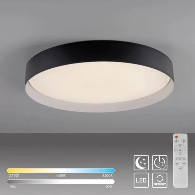 Schöner Wohnen-Kollektion LED Deckenleuchte TAVOLI, schwarz, rund D=49cm, dimmbar, Fernbedienung
