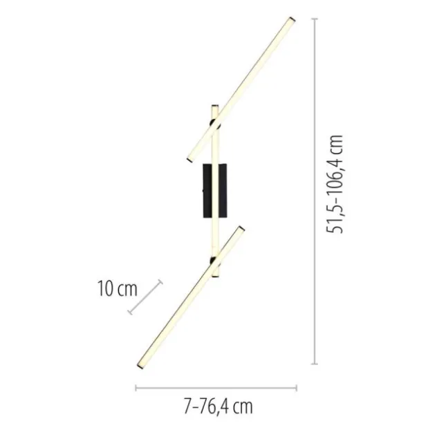 Schöner Wohnen-Kollektion LED Deckenleuchte STRAIGHT, schwarz, Arme schwenkbar