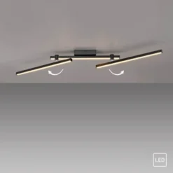 Schöner Wohnen-Kollektion LED Deckenleuchte STRAIGHT, schwarz, Arme schwenkbar