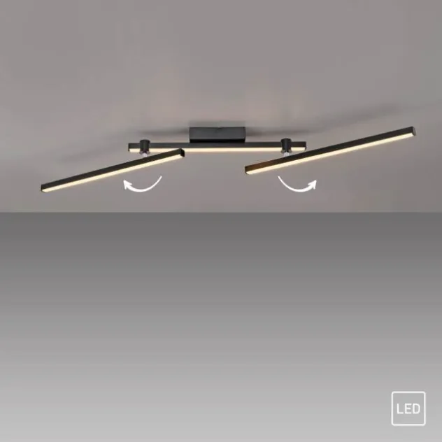 Schöner Wohnen-Kollektion LED Deckenleuchte STRAIGHT, schwarz, Arme schwenkbar