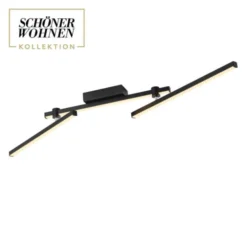 Schöner Wohnen-Kollektion LED Deckenleuchte STRAIGHT, schwarz, Arme schwenkbar