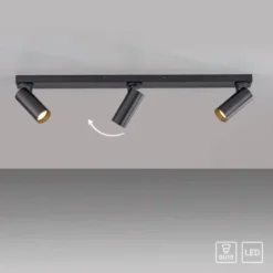 Schöner Wohnen-Kollektion LED Deckenleuchte RIK, schwarz, 3-flammig, drehbar