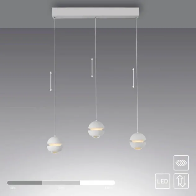 Schöner Wohnen-Kollektion LED Pendelleuchte LINI, weiss, 3-flammig, Lift