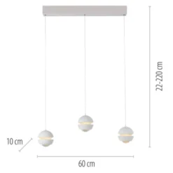 Schöner Wohnen-Kollektion LED Pendelleuchte LINI, weiss, 3-flammig, Lift