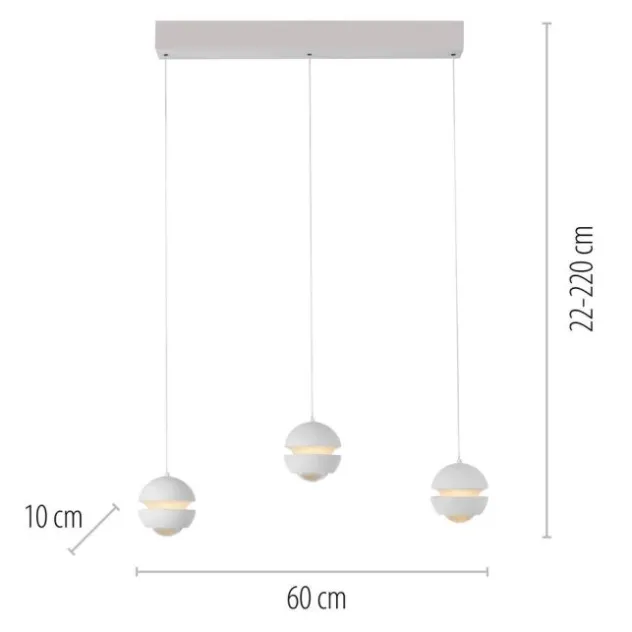 Schöner Wohnen-Kollektion LED Pendelleuchte LINI, weiss, 3-flammig, Lift