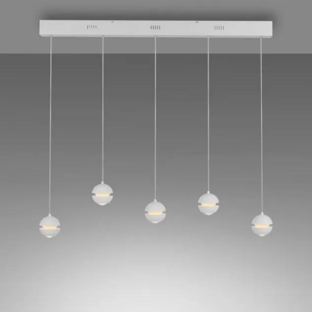 Schöner Wohnen-Kollektion LED Pendelleuchte LINI, weiss, 5-flammig, höhenverstellbar