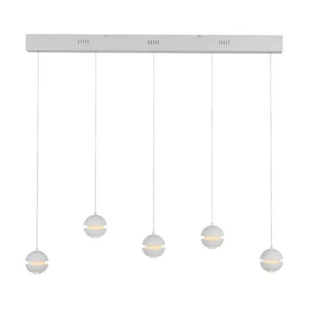 Schöner Wohnen-Kollektion LED Pendelleuchte LINI, weiss, 5-flammig, höhenverstellbar
