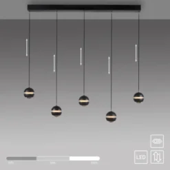 Schöner Wohnen-Kollektion LED Pendelleuchte schwarz, 5-flammig, höhenverstellbar
