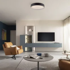 Schöner Wohnen-Kollektion LED Deckenleuchte TAVOLI, schwarz, rund D=39cm, dimmbar , Fernbedienung