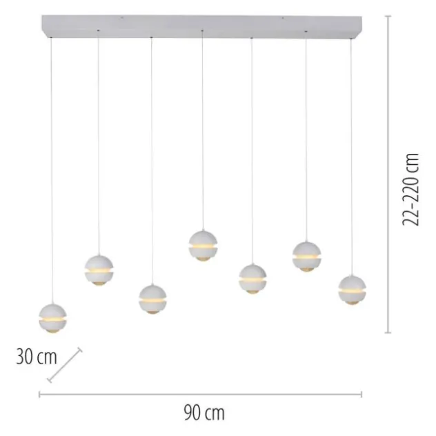 Schöner Wohnen-Kollektion LED Pendelleuchte weiss, 7-flammig, dimmbar