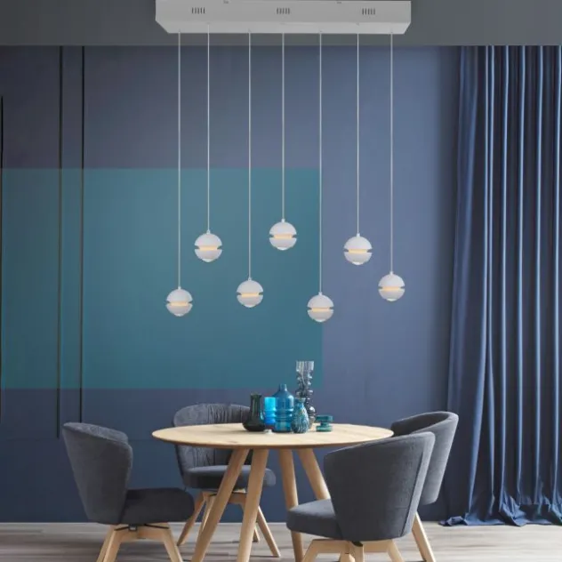 Schöner Wohnen-Kollektion LED Pendelleuchte weiss, 7-flammig, dimmbar